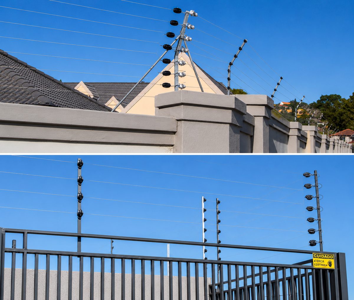 Cerca elétrica industrial instalada em perímetro comercial